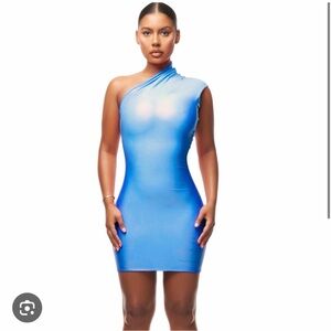 Coucoo One-Shoulder Blue Bodycon Mini Dress